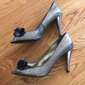 Silver 4 inch heels